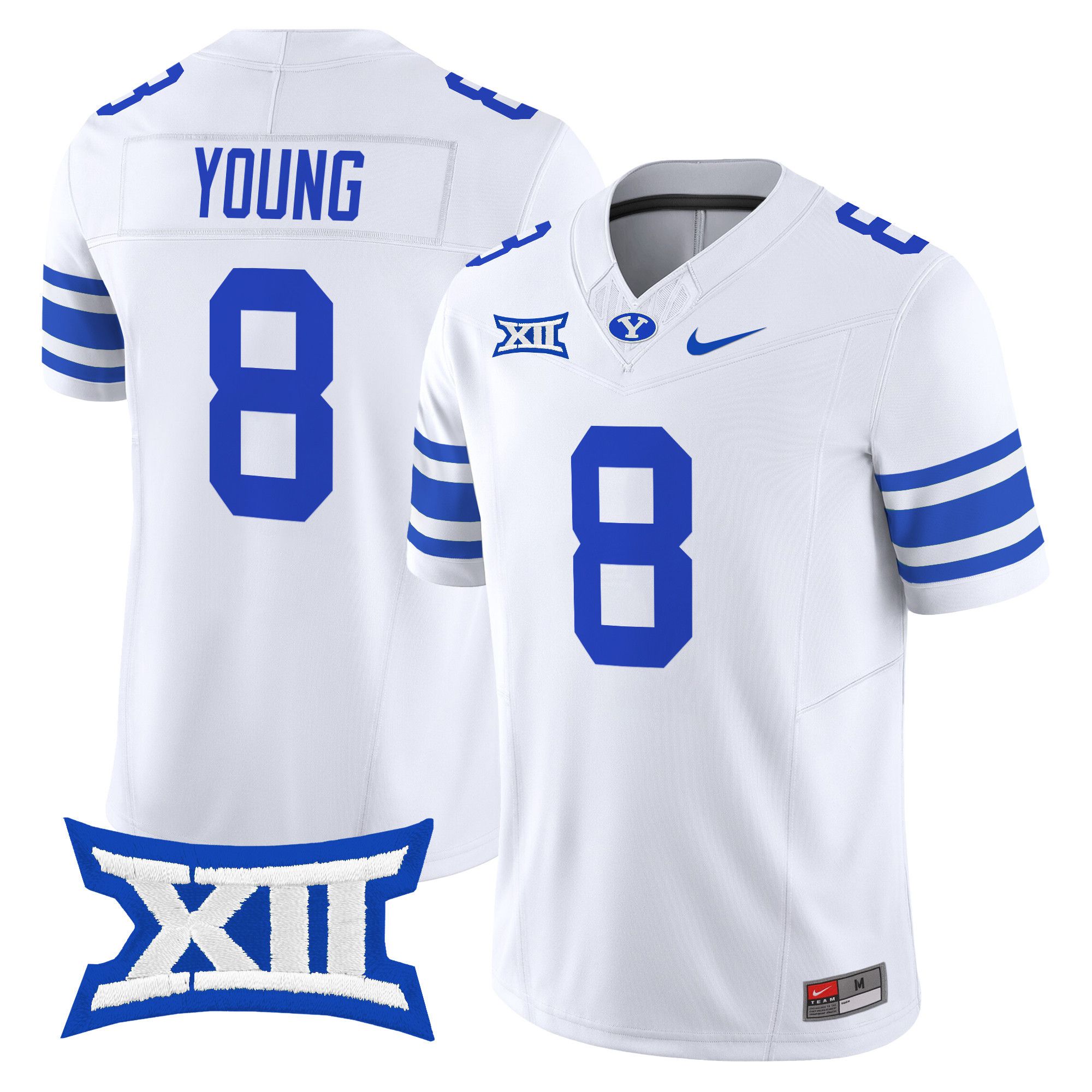 Men BYU Cougars #8 Young White Nike 2024 Vapor Limited NCAA Jersey->more ncaa teams->NCAA Jersey